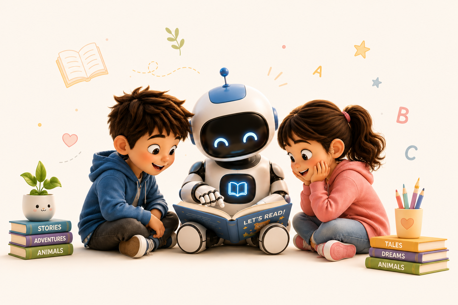 Illustration of children reading together